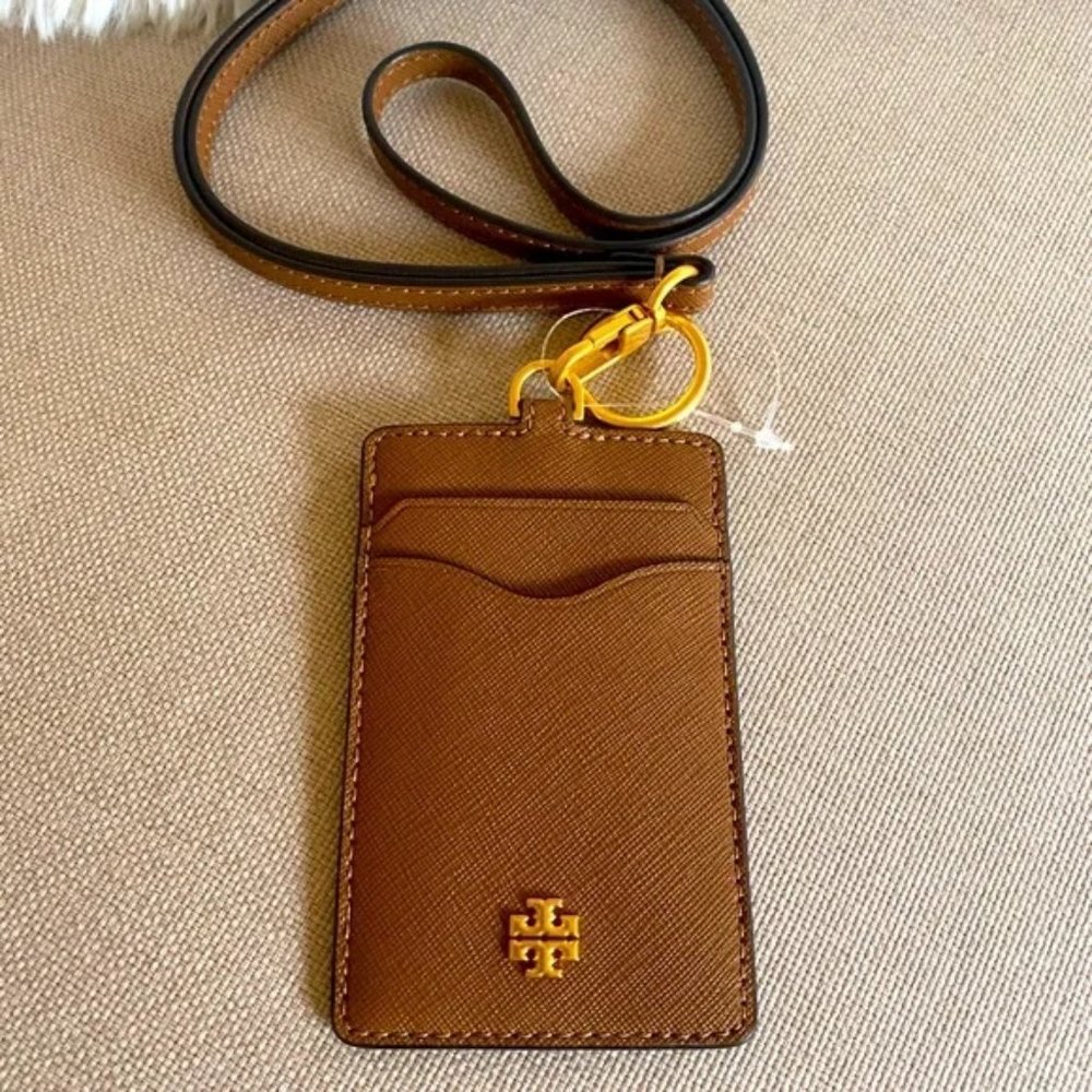 $128 NEW with TAG Tory Burch Emerson Leather ID Lanyard with Keyring